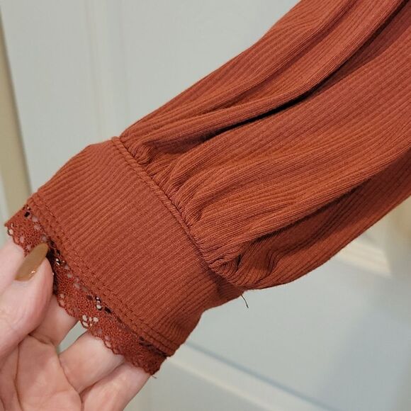 Free People Rust Blouse Sz XS - Picture 4 of 7